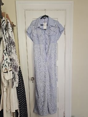 Light Blue Lace Utility Jumpsuit Women